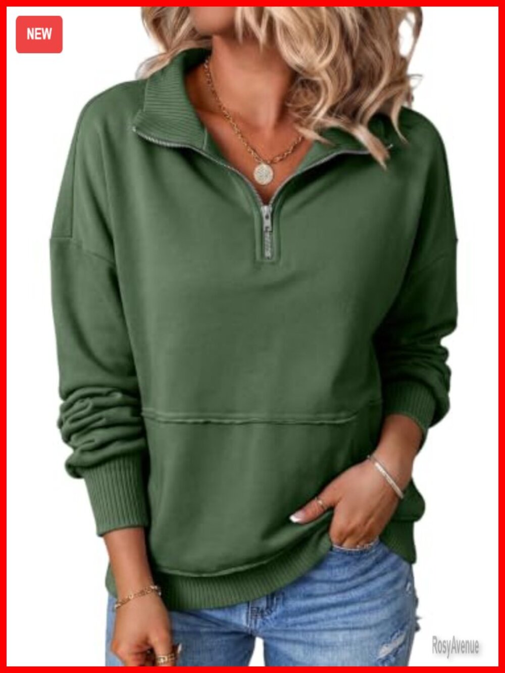 Half Zip Pullover Sweatshirt Oversized Drop Shoulder Lightweight